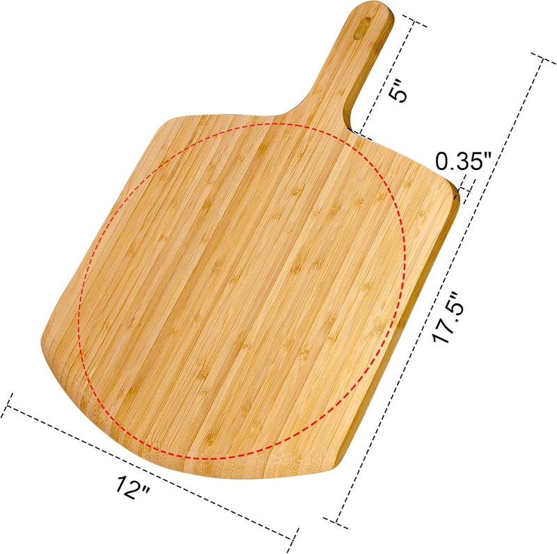 TUOCON Pizza Peel 12inch Bamboo Pizza Paddle Wooden Pizza Peel Pizza Server for Ooni Oven Accessory Pizza Spatula Baking Homemade Cheese Bread Turner Pizza Pre board Pizza Tools Gift - Image 3